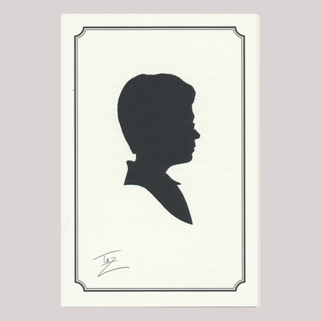 
        Front of silhouette, with boy looking right.